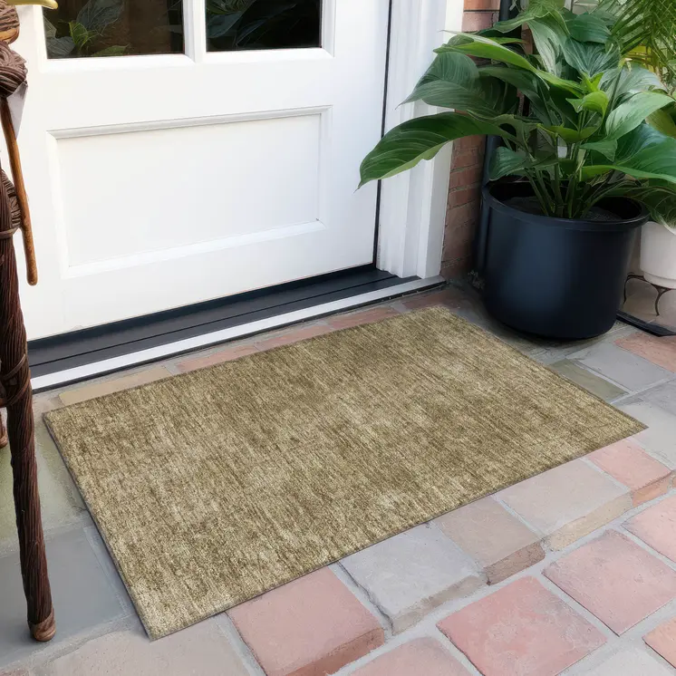 2' X 3' Beige Abstract Washable Non Skid Indoor Outdoor Area Rug