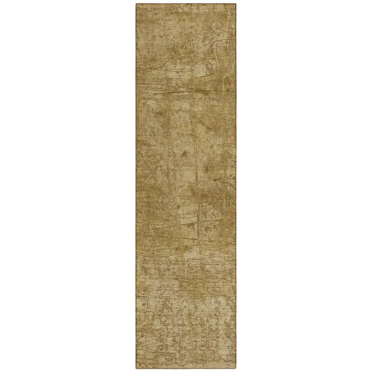 8' Runner Tan Abstract Washable Non Skid Indoor Outdoor Runner Rug