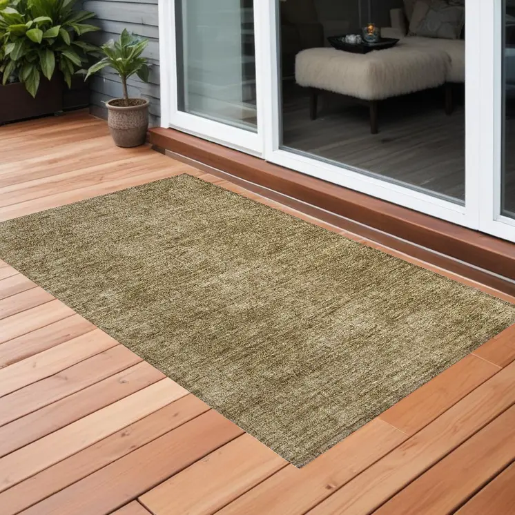 3' X 5' Tan Abstract Washable Non Skid Indoor Outdoor Area Rug