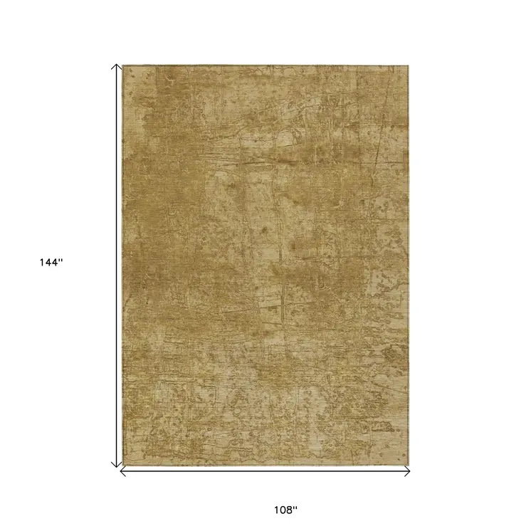 9' X 12' Tan Abstract Washable Indoor Outdoor Area Rug