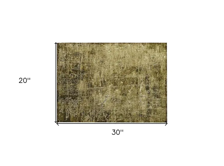 2' X 3' Green Abstract Washable Non Skid Indoor Outdoor Area Rug