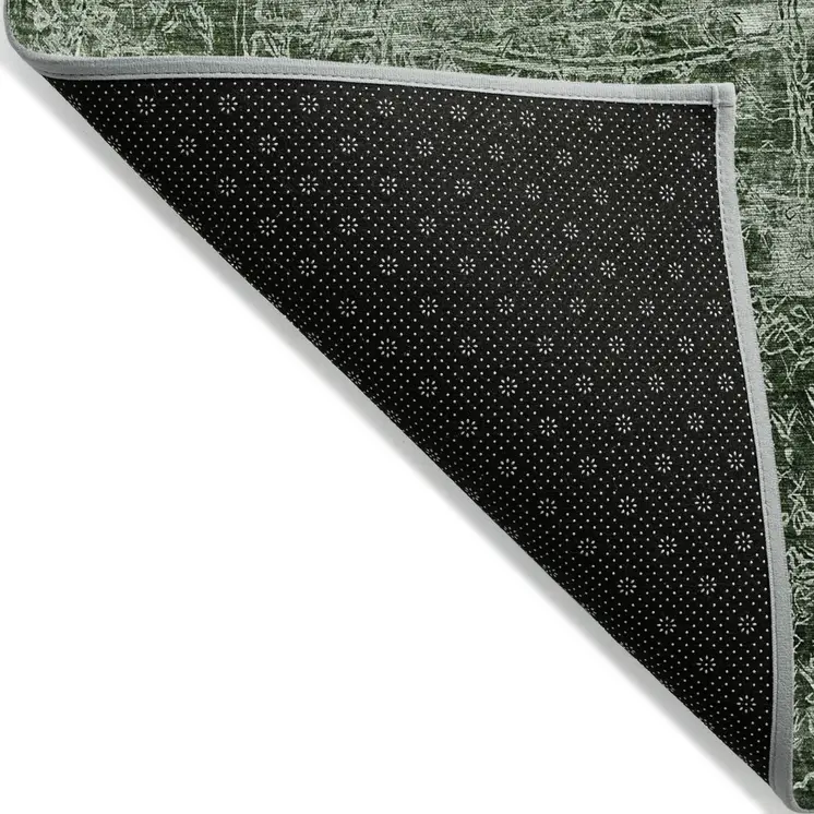 8' Round Emerald Round Abstract Washable Non Skid Indoor Outdoor Area Rug