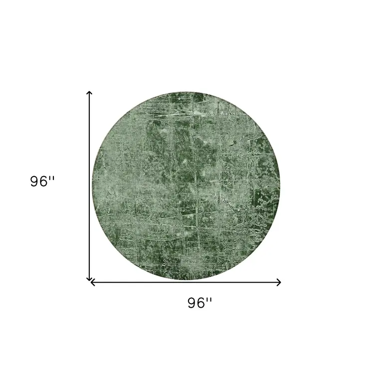 8' Round Emerald Round Abstract Washable Non Skid Indoor Outdoor Area Rug