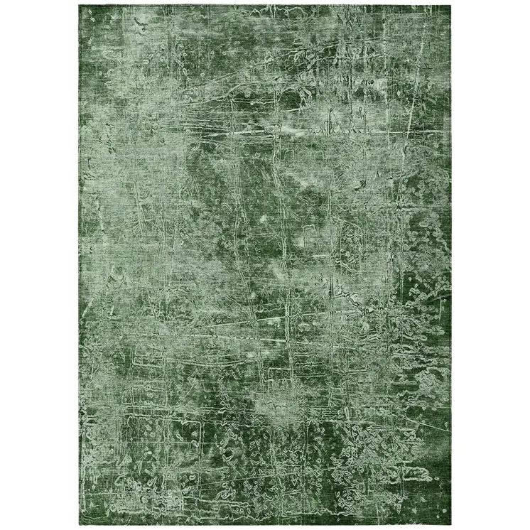 8' X 10' Emerald Abstract Washable Non Skid Indoor Outdoor Area Rug