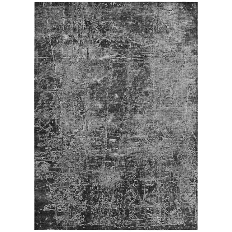 3' X 5' Gray Abstract Washable Non Skid Indoor Outdoor Area Rug