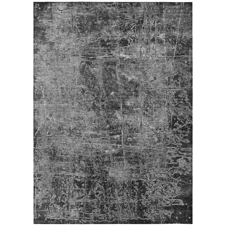 3' X 5' Gray Abstract Washable Non Skid Indoor Outdoor Area Rug