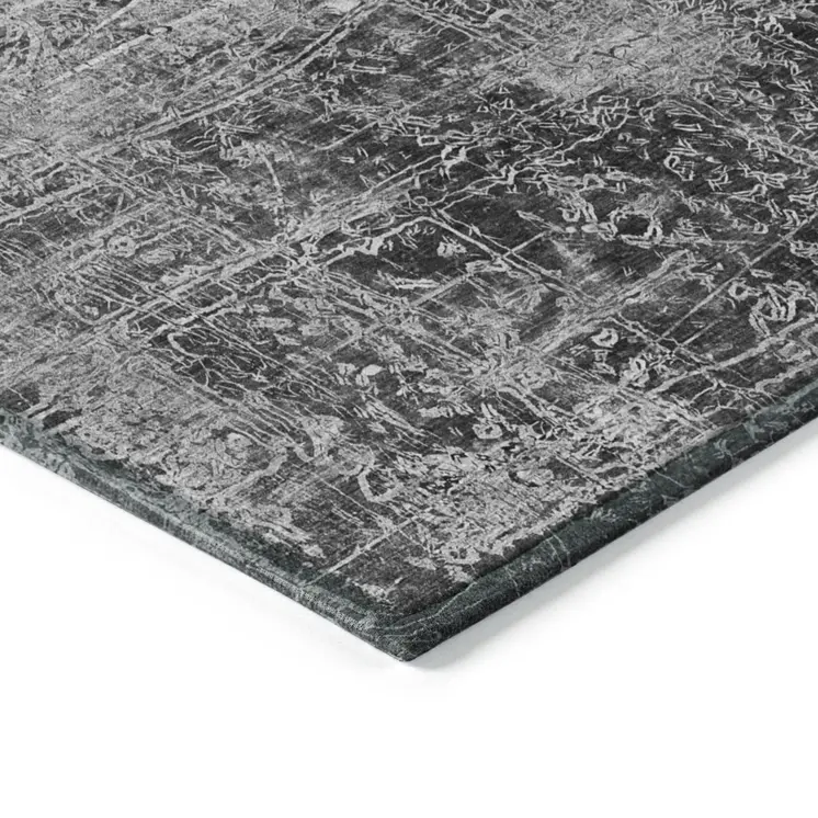3' X 5' Gray Abstract Washable Non Skid Indoor Outdoor Area Rug