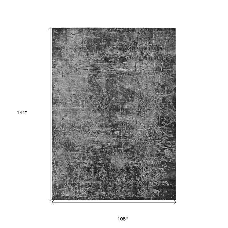 9' X 12' Gray Abstract Washable Non Skid Indoor Outdoor Area Rug