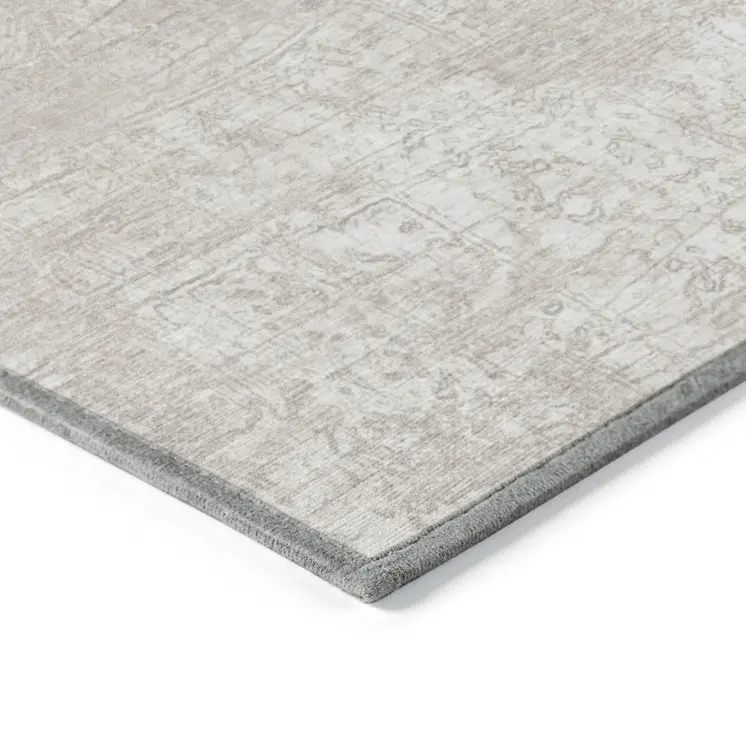 10' X 14' Ivory Abstract Washable Non Skid Indoor Outdoor Area Rug