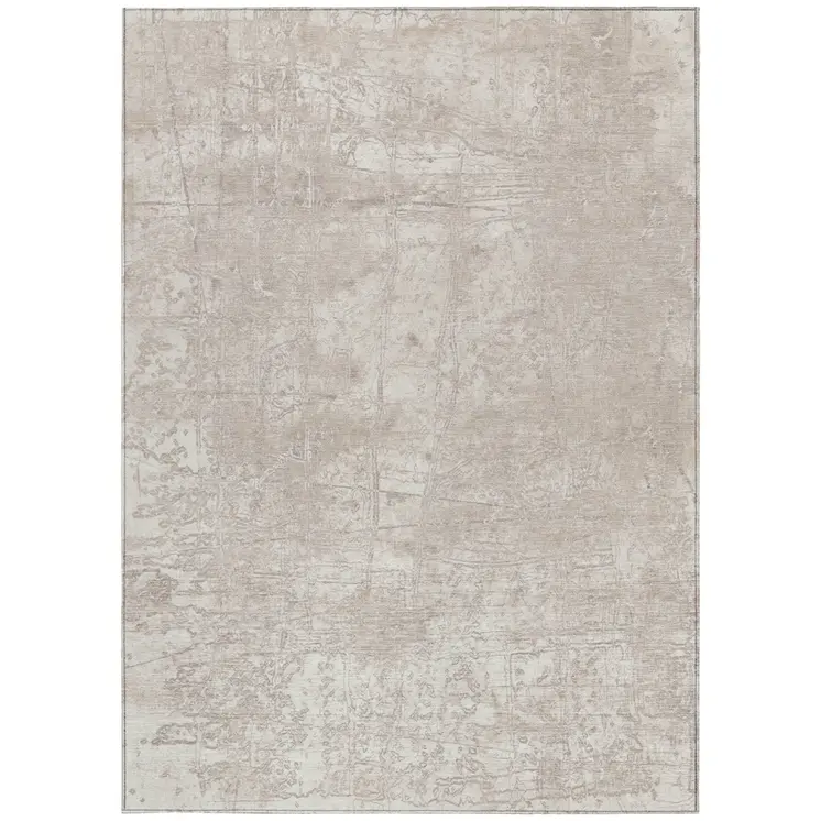 10' X 14' Ivory Abstract Washable Non Skid Indoor Outdoor Area Rug
