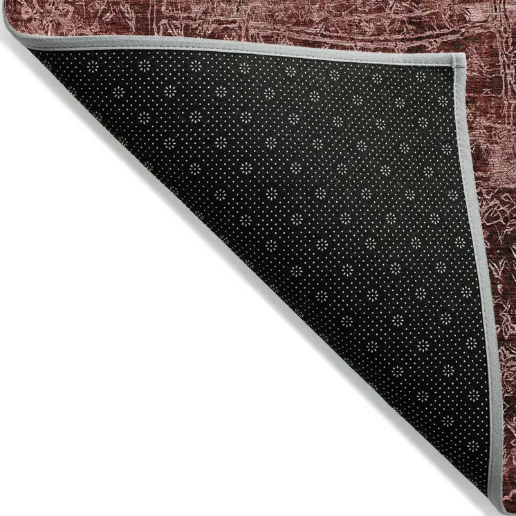 10' X 14' Merlot Abstract Washable Non Skid Indoor Outdoor Area Rug