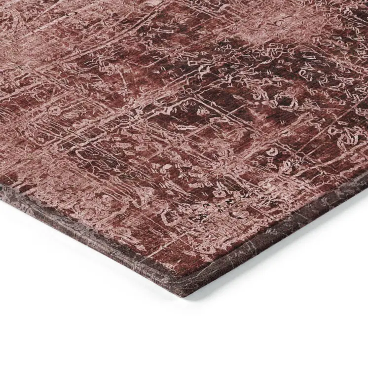 10' X 14' Merlot Abstract Washable Non Skid Indoor Outdoor Area Rug