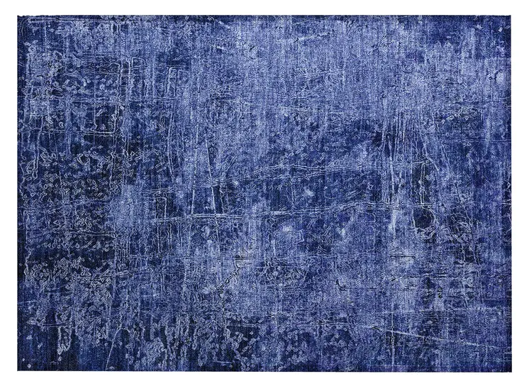 2' X 3' Navy Blue Abstract Washable Non Skid Indoor Outdoor Area Rug