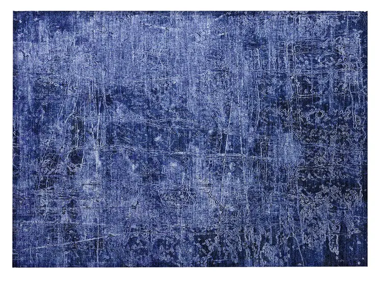 2' X 3' Navy Blue Abstract Washable Non Skid Indoor Outdoor Area Rug