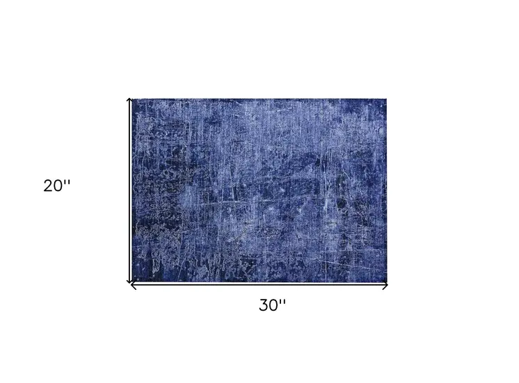 2' X 3' Navy Blue Abstract Washable Non Skid Indoor Outdoor Area Rug