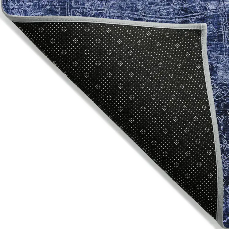 10' X 14' Navy Blue Abstract Washable Non Skid Indoor Outdoor Area Rug