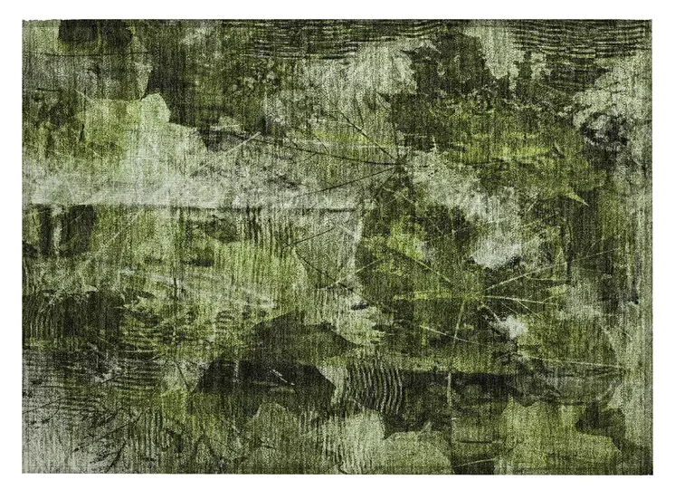 2' X 3' Green Floral Washable Non Skid Indoor Outdoor Area Rug