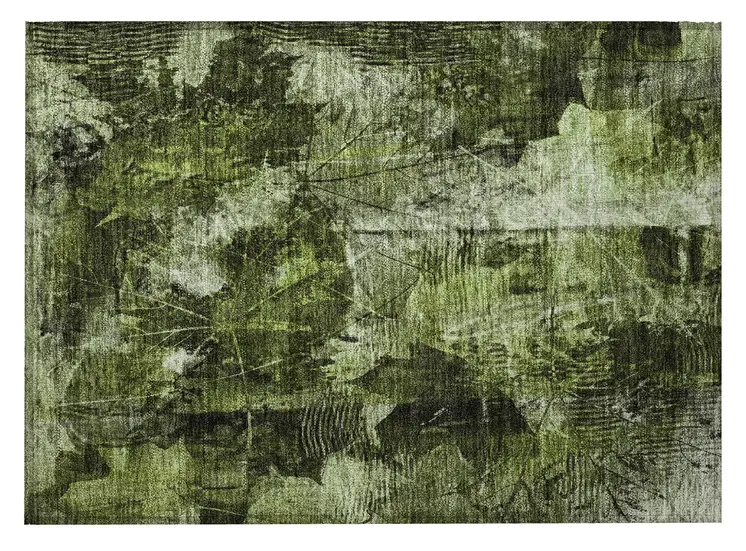 2' X 3' Green Floral Washable Non Skid Indoor Outdoor Area Rug