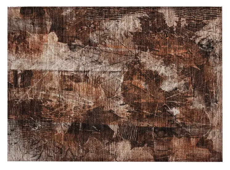 2' X 3' Orange Floral Washable Non Skid Indoor Outdoor Area Rug