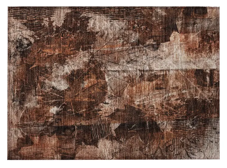 2' X 3' Orange Floral Washable Non Skid Indoor Outdoor Area Rug