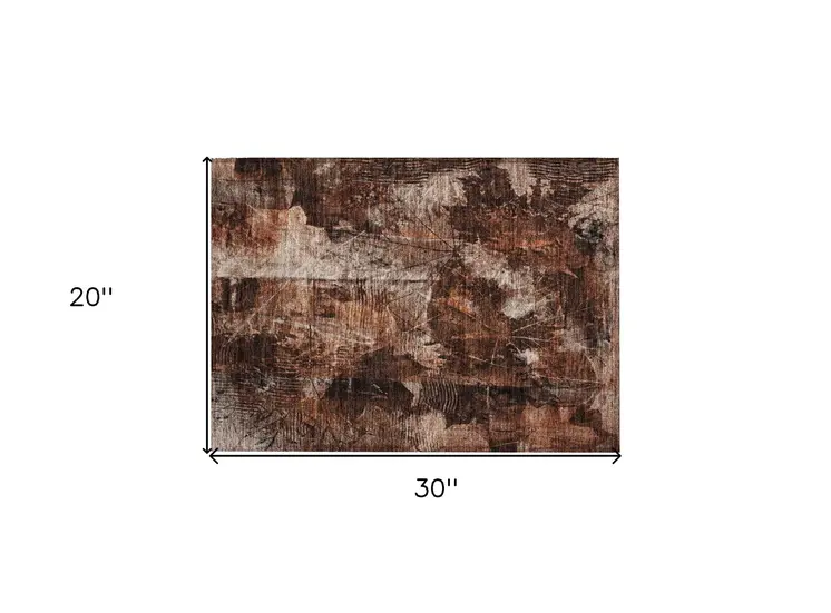 2' X 3' Orange Floral Washable Non Skid Indoor Outdoor Area Rug