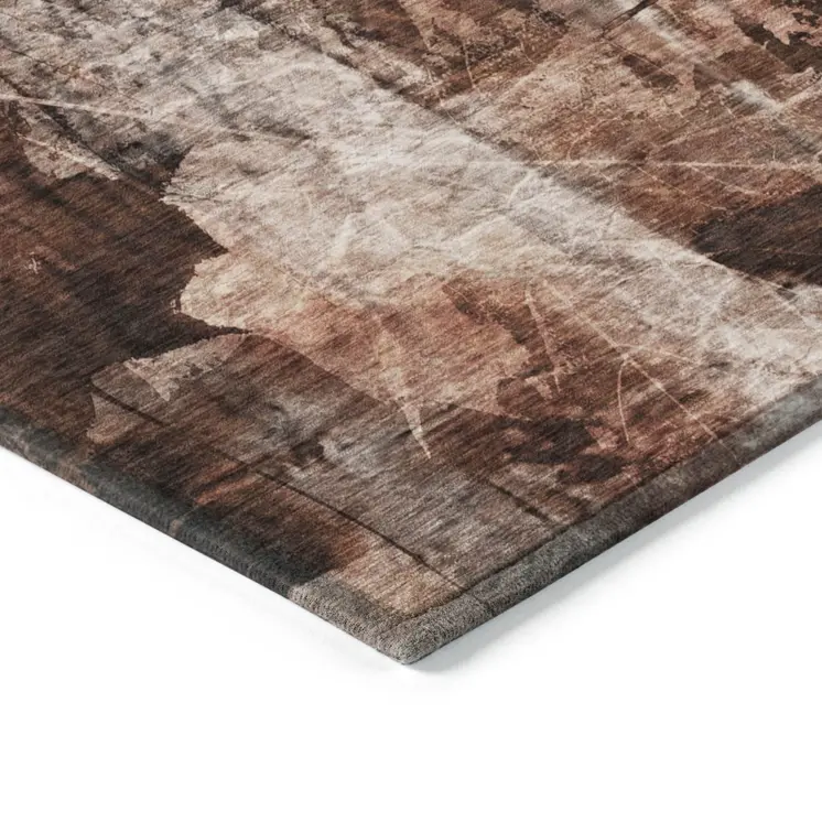 3' X 5' Orange Floral Washable Non Skid Indoor Outdoor Area Rug