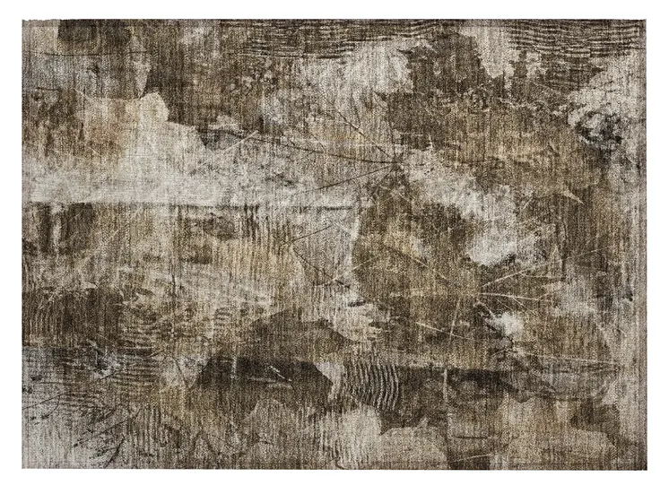 2' X 3' Taupe Floral Washable Non Skid Indoor Outdoor Area Rug