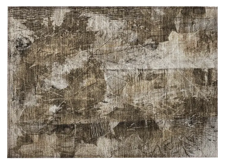 2' X 3' Taupe Floral Washable Non Skid Indoor Outdoor Area Rug