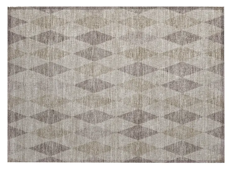 2' X 3' Beige Taupe and Brown Geometric Washable Non Skid Indoor Outdoor Area Rug