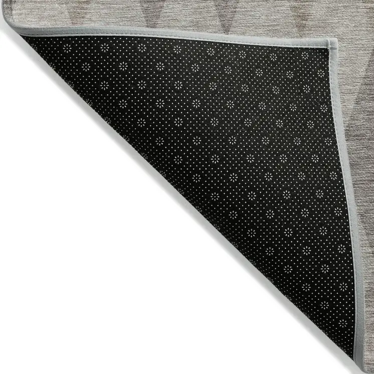 2' X 3' Beige Taupe and Brown Geometric Washable Non Skid Indoor Outdoor Area Rug