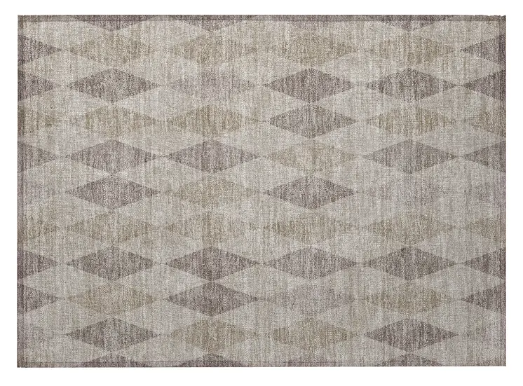 2' X 3' Beige Taupe and Brown Geometric Washable Non Skid Indoor Outdoor Area Rug