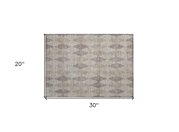 2' X 3' Beige Taupe and Brown Geometric Washable Non Skid Indoor Outdoor Area Rug