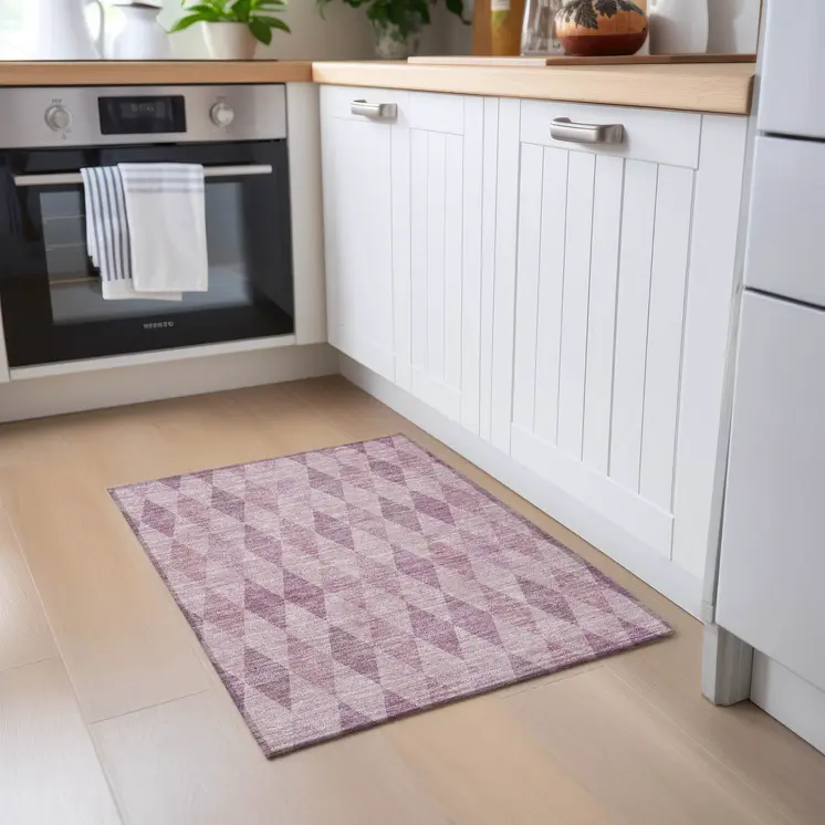 2' X 3' Blush Geometric Washable Non Skid Indoor Outdoor Area Rug