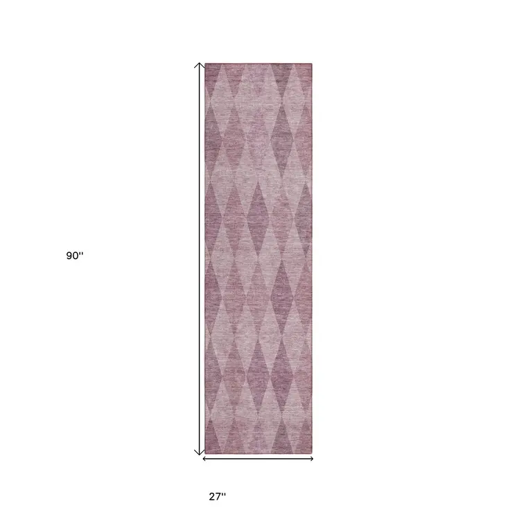 8' Runner Blush Geometric Washable Non Skid Indoor Outdoor Runner Rug