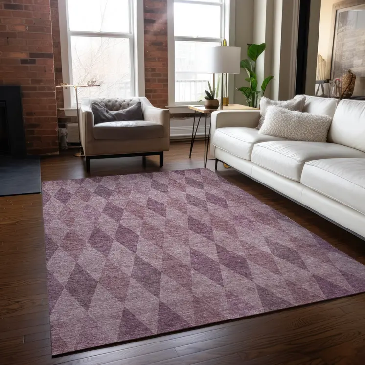 3' X 5' Blush Geometric Washable Non Skid Indoor Outdoor Area Rug