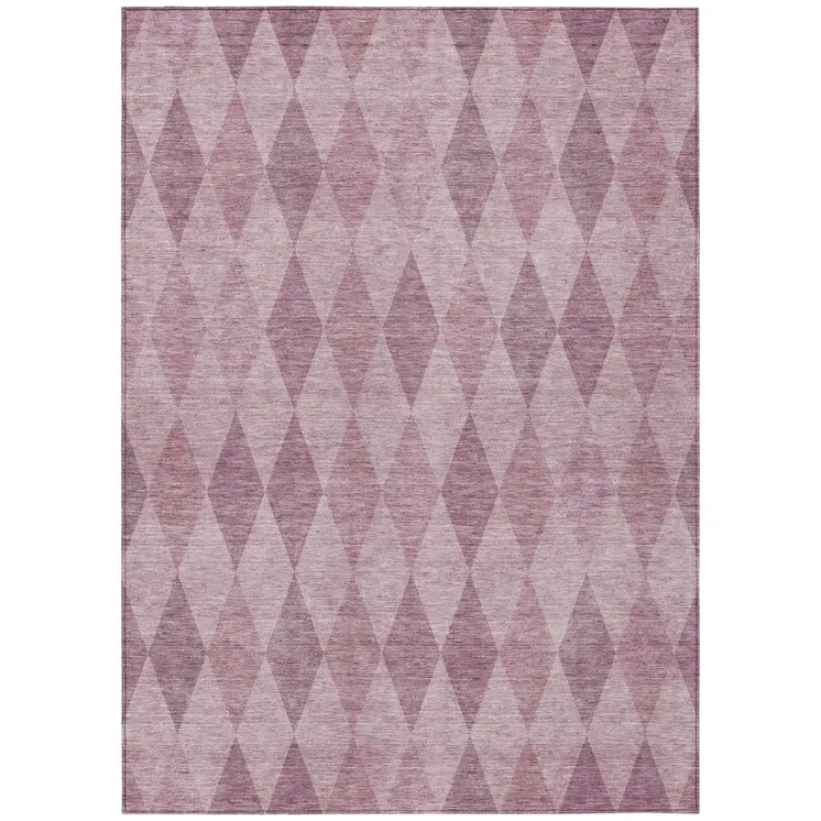 5' X 8' Blush Geometric Washable Non Skid Indoor Outdoor Area Rug