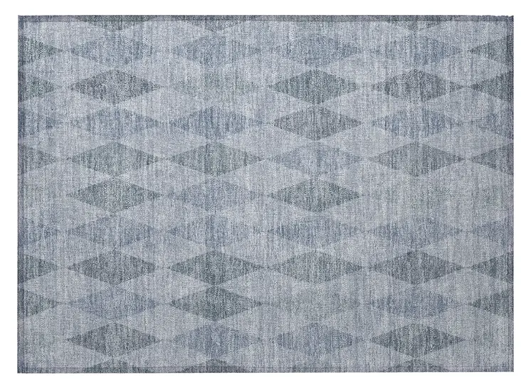 2' X 3' Denim Blue Geometric Washable Non Skid Indoor Outdoor Area Rug