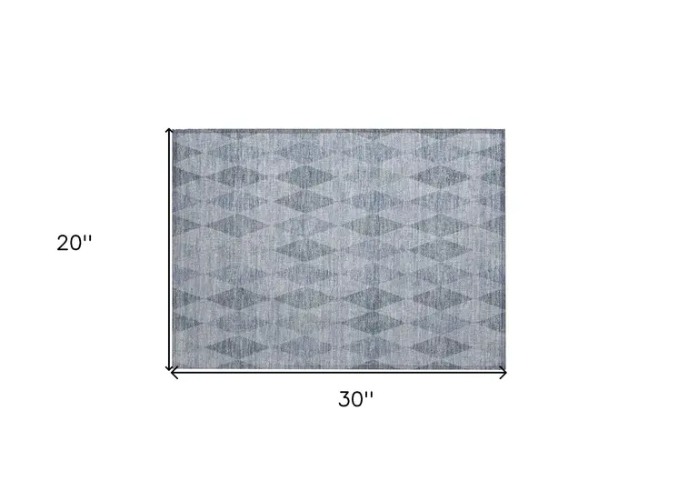 2' X 3' Denim Blue Geometric Washable Non Skid Indoor Outdoor Area Rug
