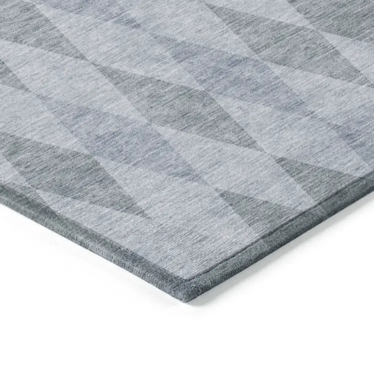 9' X 12' Denim Blue Geometric Washable Non Skid Indoor Outdoor Area Rug
