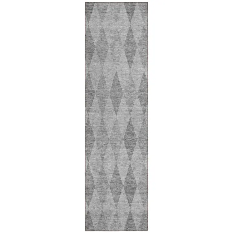 8' Runner Gray Geometric Washable Non Skid Indoor Outdoor Runner Rug