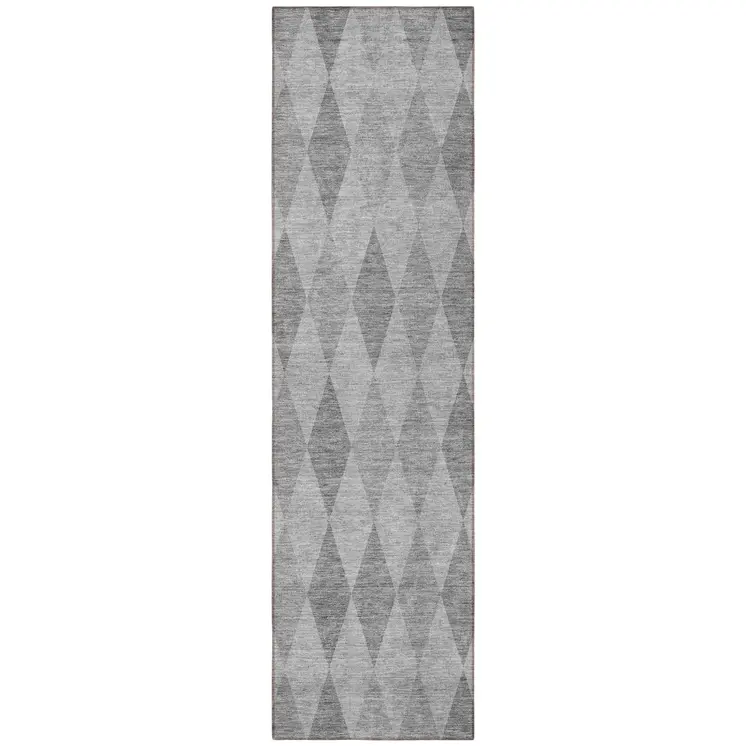 8' Runner Gray Geometric Washable Non Skid Indoor Outdoor Runner Rug