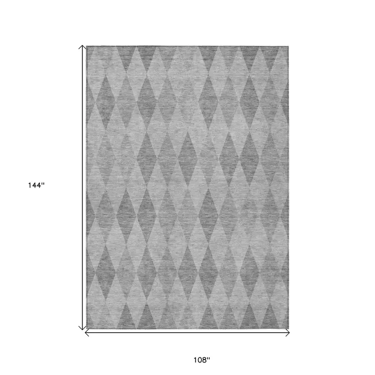9' X 12' Gray Geometric Washable Non Skid Indoor Outdoor Area Rug