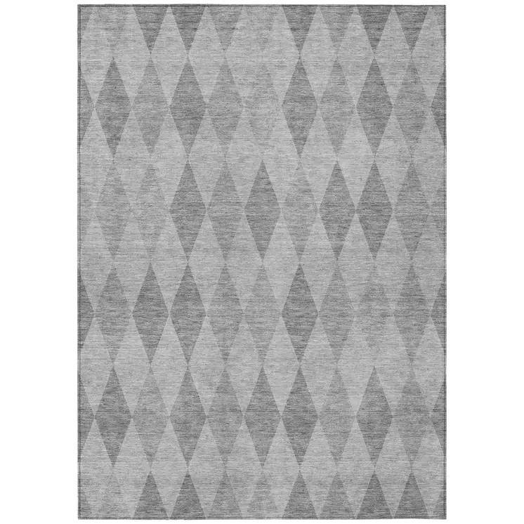9' X 12' Gray Geometric Washable Non Skid Indoor Outdoor Area Rug