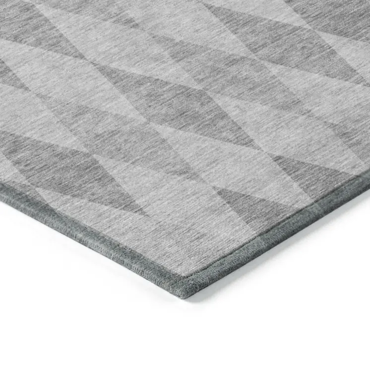 9' X 12' Gray Geometric Washable Non Skid Indoor Outdoor Area Rug