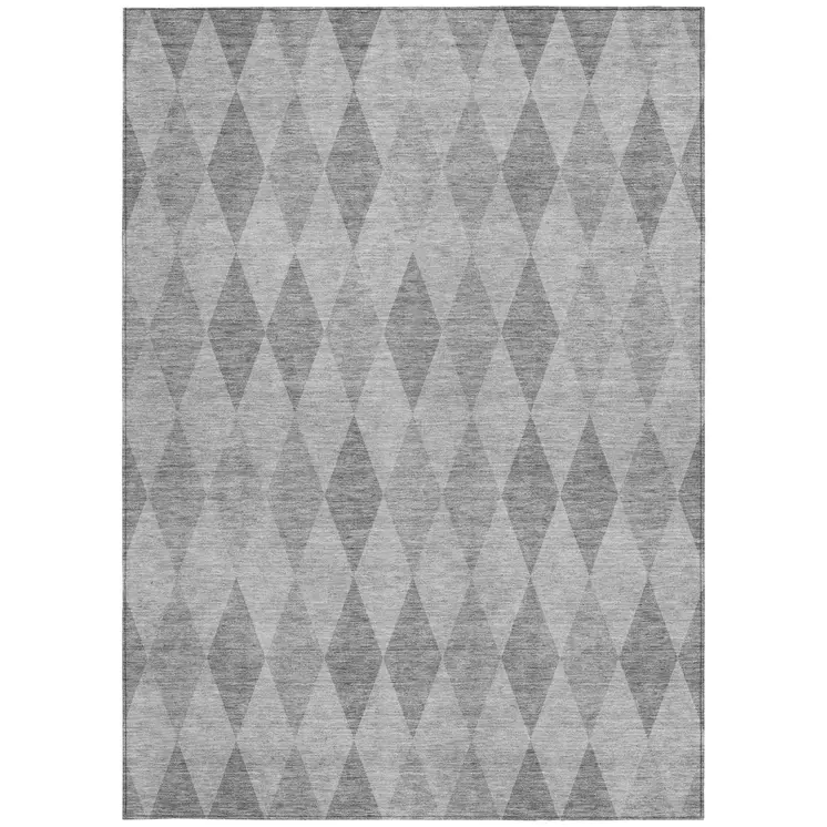 10' X 14' Gray Geometric Washable Non Skid Indoor Outdoor Area Rug