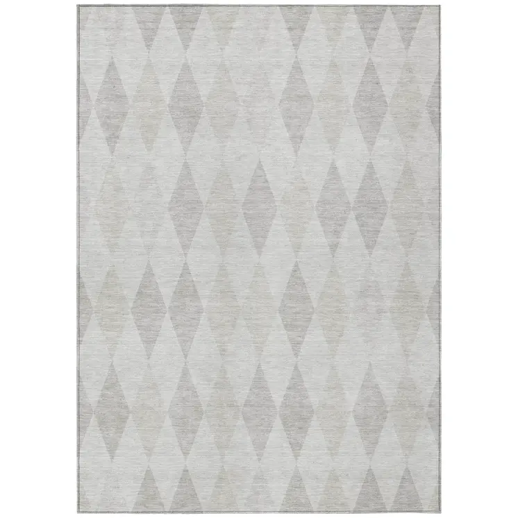5' X 8' Gray Geometric Washable Indoor Outdoor Area Rug