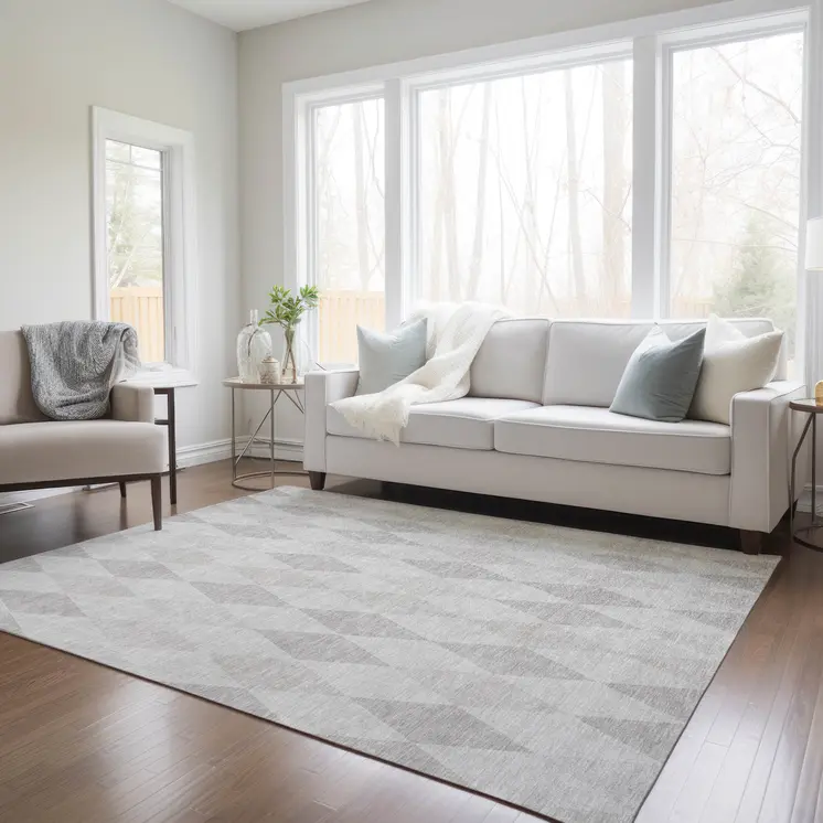 8' X 10' Gray Geometric Washable Non Skid Indoor Outdoor Area Rug
