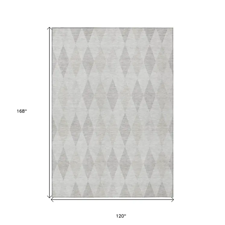 10' X 14' Gray Geometric Washable Non Skid Indoor Outdoor Area Rug