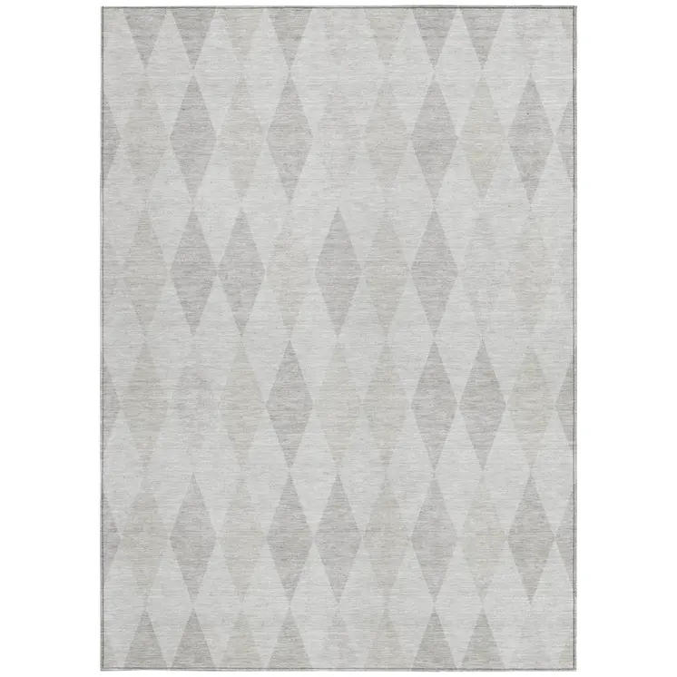 10' X 14' Gray Geometric Washable Non Skid Indoor Outdoor Area Rug