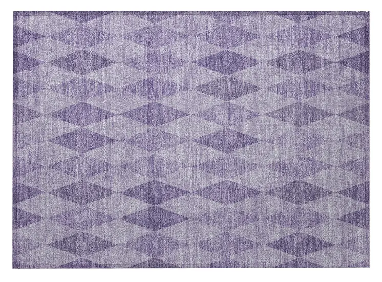 2' X 3' Purple Geometric Washable Non Skid Indoor Outdoor Area Rug